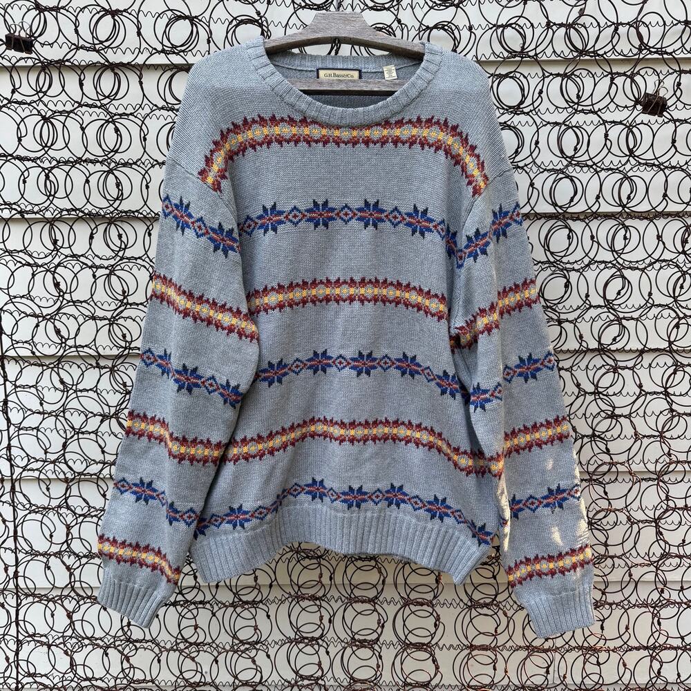 G.H. Bass & CO Fair Isle Southwestern Knit Cotton Gorpcore Sweater XXL
